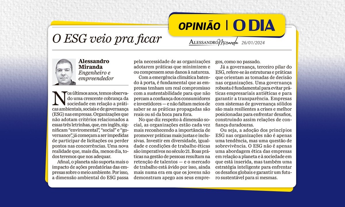 Leia mais sobre o artigo O ESG VEIO PARA FICAR